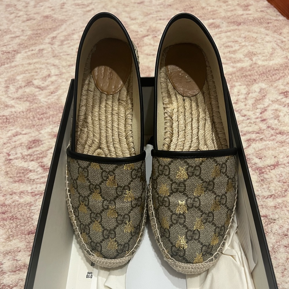 Gucci Espadrilles with Gold Bee Design Size 39